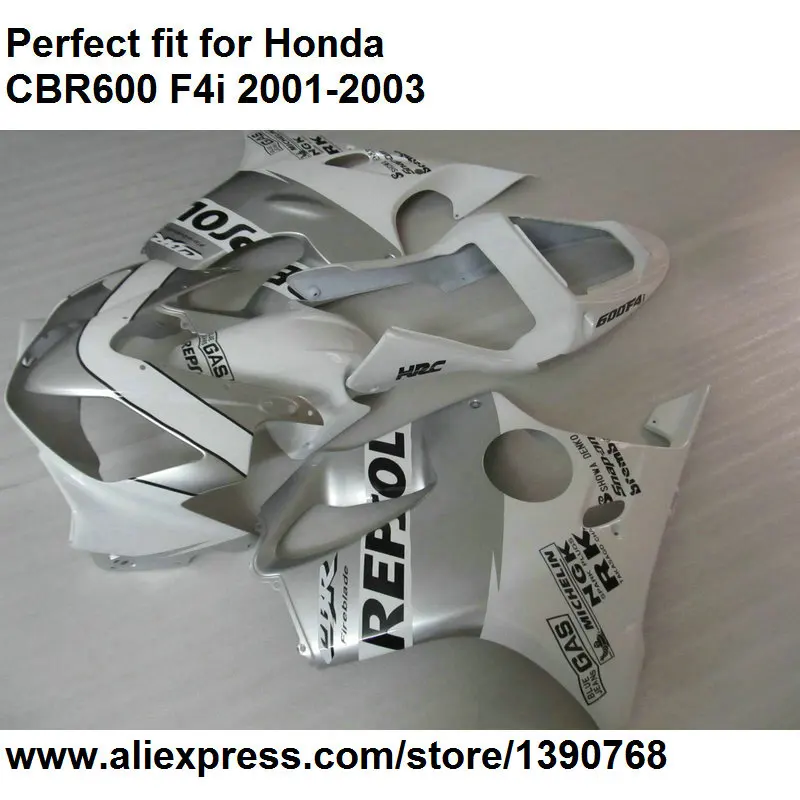 Лидер продаж комплект обтекателей для Honda CBR 600 F4i 01 02 03 Обтекатели CBR600F4i 2001 2002 2003 белый BA86