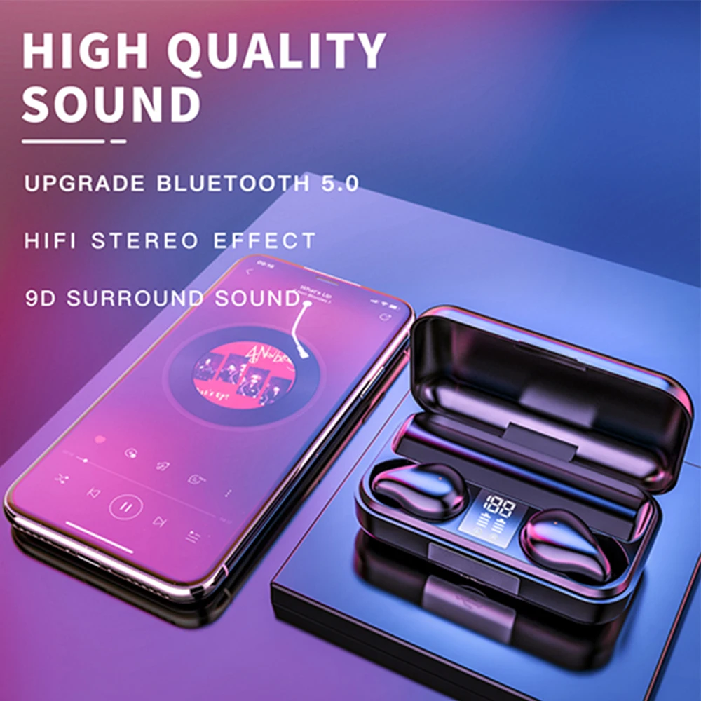 

T11TWS Wireless Headphones Bluetooth 5.0 In-ear Earphone Stereo Earbuds Sport Waterproof Gaming Noise Reduction Headset With Mic