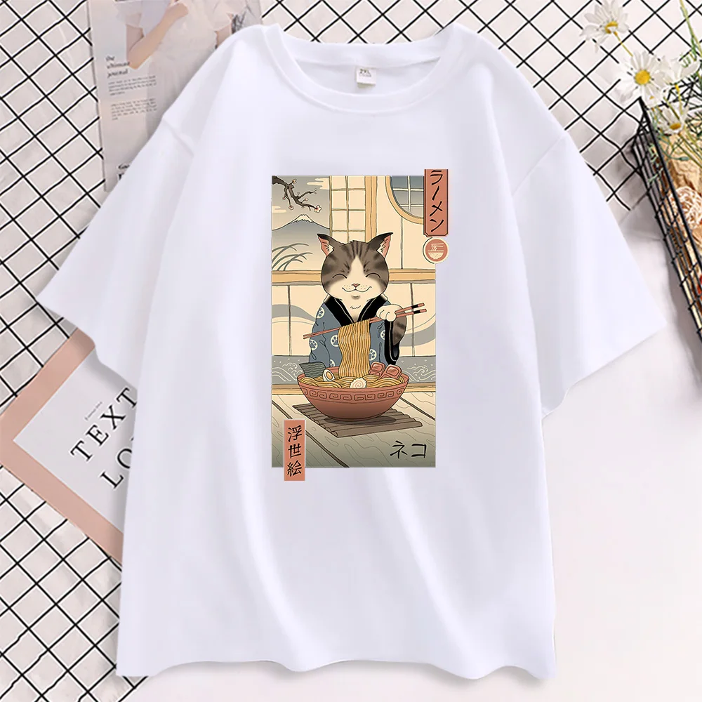 japanese harajuku style oversized cat t shirt gifts for cat lovers kawaii cat t shirt