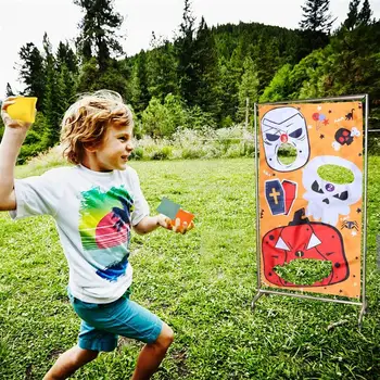 

1 Set Halloween Hanging Banner And Flags Throwing Sandbag Banner Party Decorative Flags Funny Sandbag Game Flags