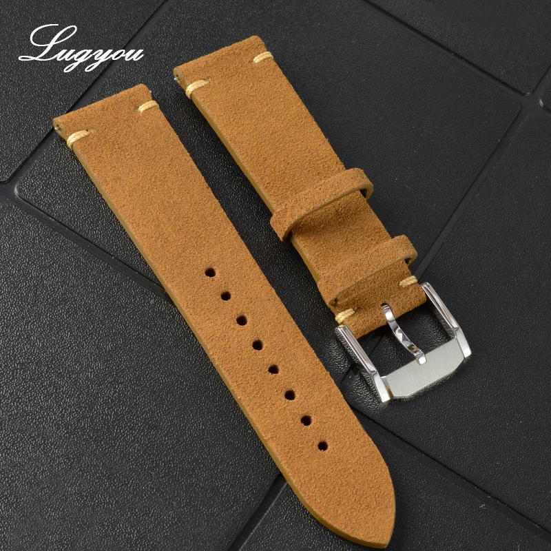 

Lugyou San Watch Bands Strap Genuine Leather for Watch Flat Ends 22 mm Stainless Steel Tongue Buckle Quick Release Spring Bars