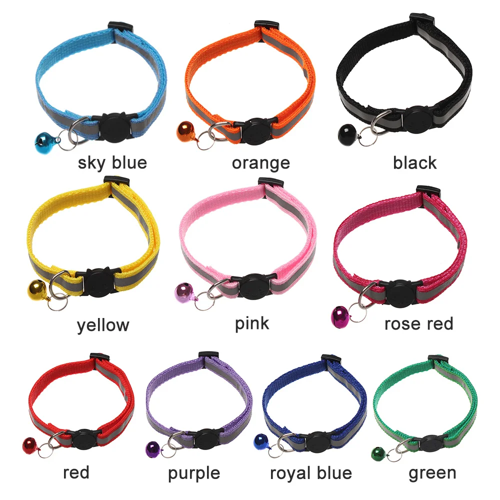 Adjustable 10 colors Cute Nylon Dog Collars Pet Collars With Bells Charm Necklace Collar For Little Dogs Cat Collars Neck Strap