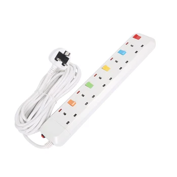 

5M UK Standard Power Adapter Socket 5 Outlet with Independent Switch 250V UK Plug Electrical Socket with Retardant PC Material