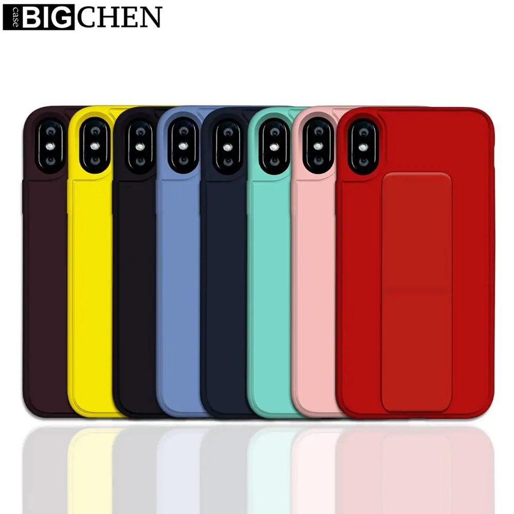 

BIGCHEN Wrist Strap Soft TPU Case For iphone 7 8 6 6s plus Case For iphone X Xs max XR Candy Color Pattern Phone Holder Case