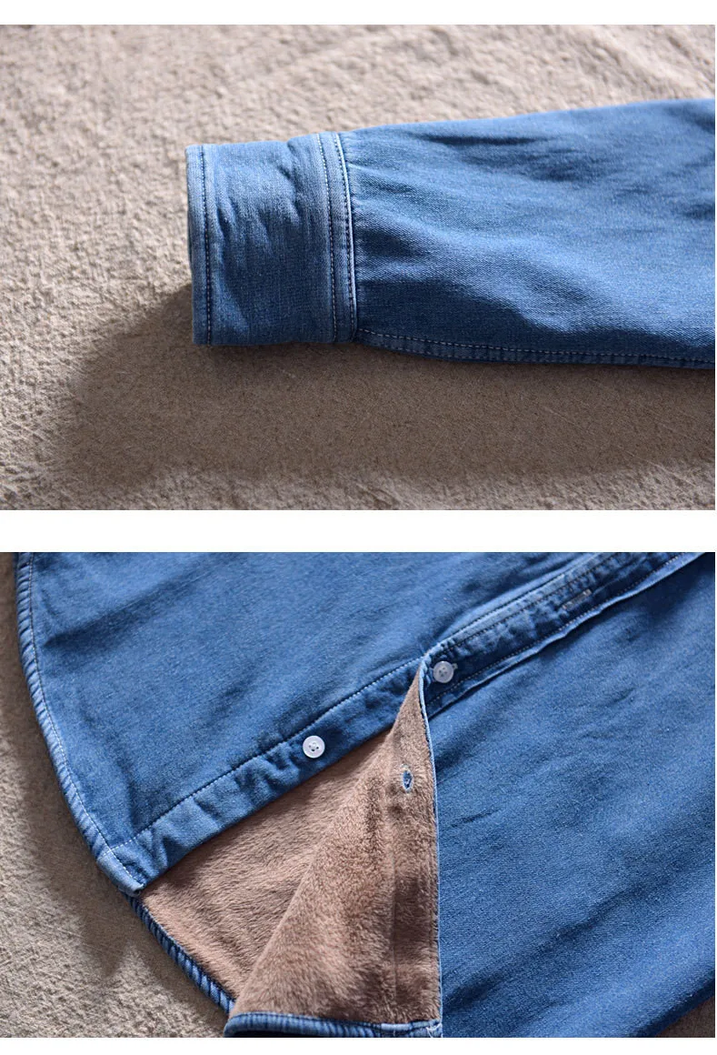 Мужская зимняя толстая Тонкая Флисовая теплая тонкая Повседневная джинсовая рубашка с длинным рукавом модные мужские бархатные джинсовые рубашки camisa masculina 3XL