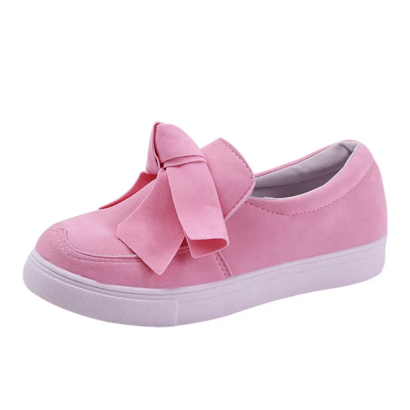 pink Весенние повседневные женские кроссовки на плоской подошве; женские Замшевые слипоны с бантом; удобная обувь из вулканизированной кожи; женская обувь на плоской подошве; Размеры 35-43 - Цвет: pink
