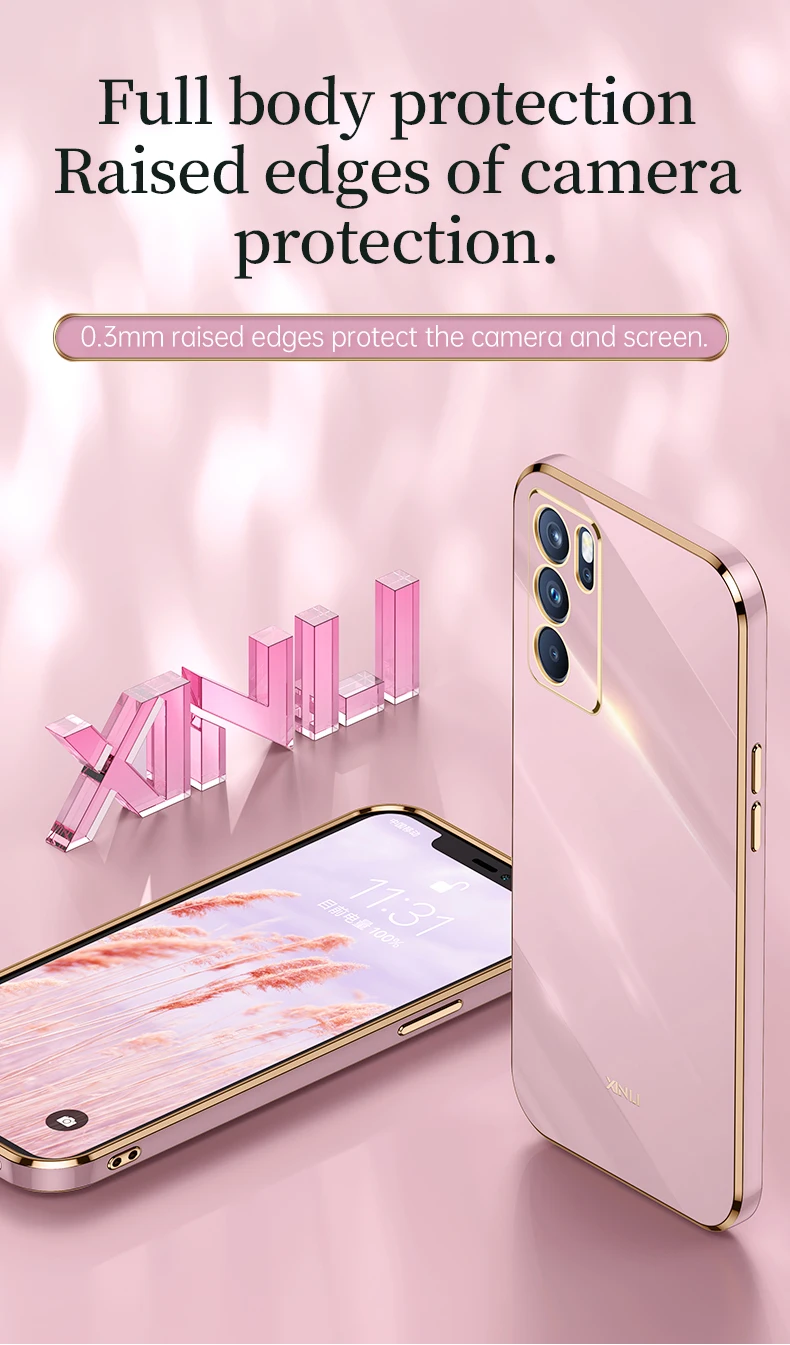 6D Electroplated Silicone Phone Case for OPPO Reno 6 7 5 Pro A74 A54 A94 A93 A31 A55 A73 A53 A33 A32 A35 A15 A5 Soft Cover Coque best case for android phone