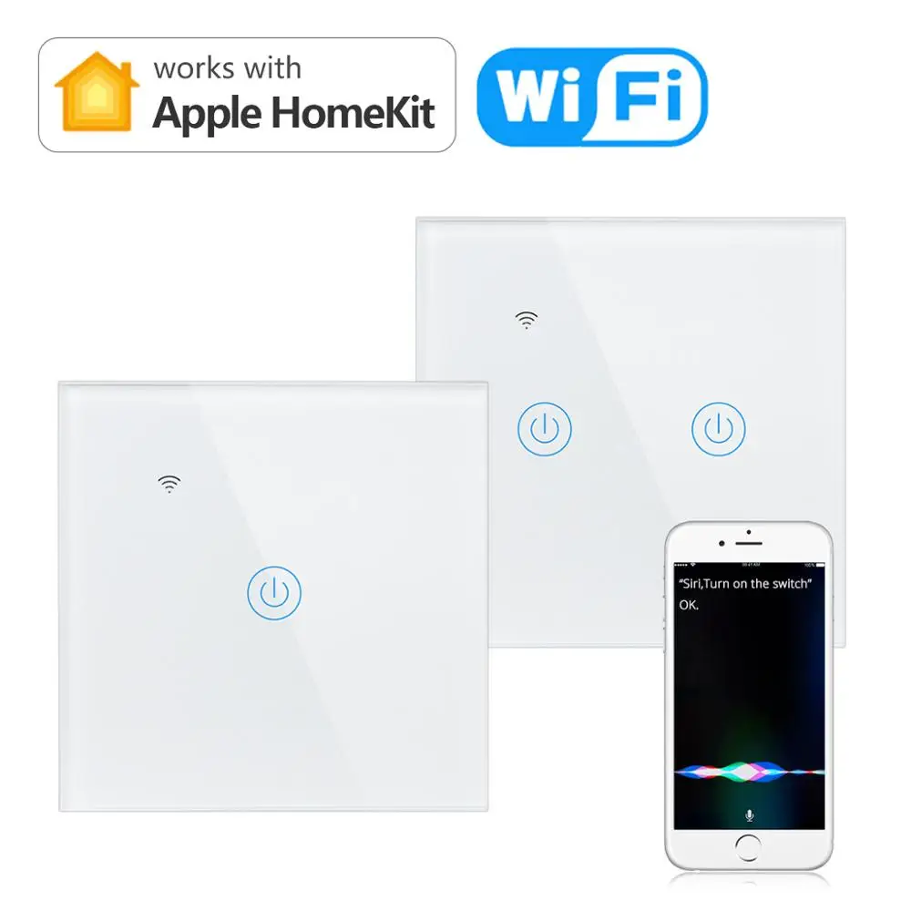 Настенный выключатель для умного дома Apple Homekit стеклянный сенсорный экран Wi-Fi