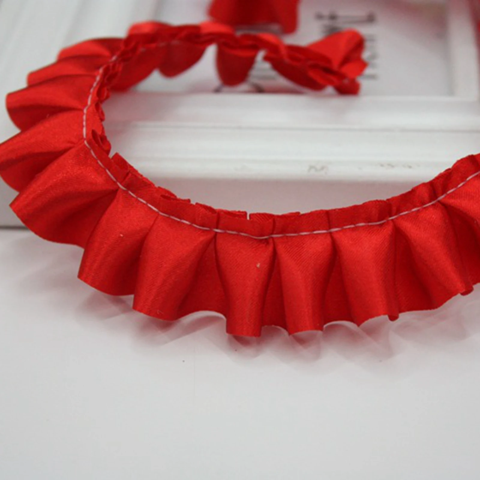 Lace ribbon cotton ribbon ruffle unilateral satin ribbon trim 25mm (1") sewing wed doll dress craft 5.5 Yards