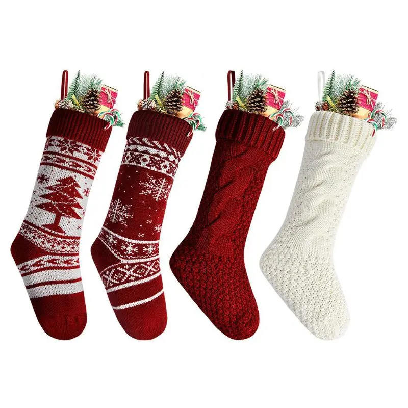 4 шт Рождественские Висячие носки классический подарок наполнитель украшения орнамент конфеты мешок 40JF