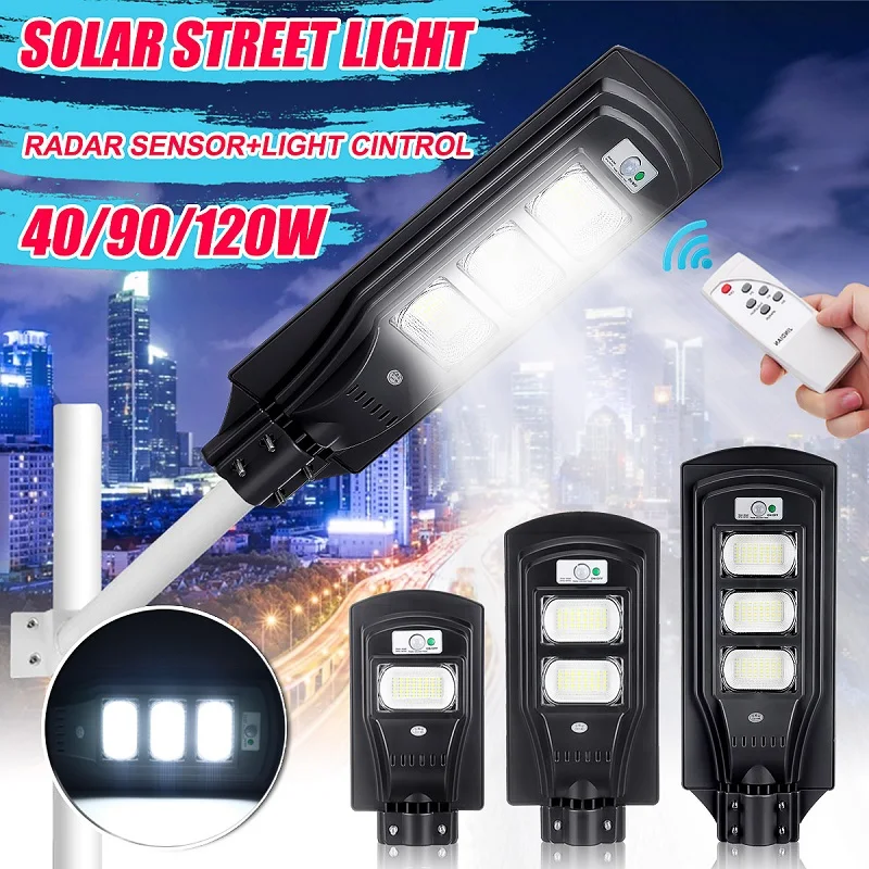 

Outdoor Solar Street Light 40/90/120W LED Solar Light PIR Motion Sensor Remote Control Wall Timing Lamp Garden Lighting Safety