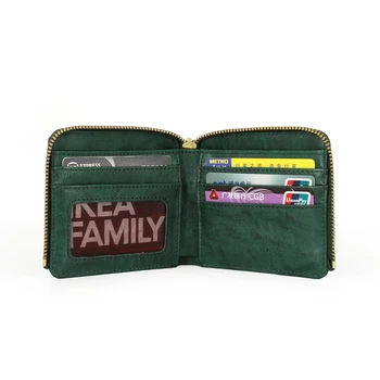 

Genuine Leather Wallet For Women Men Vintage Handmade Short Small Bifold Zipper Wallets Purse Female Male With cards holders