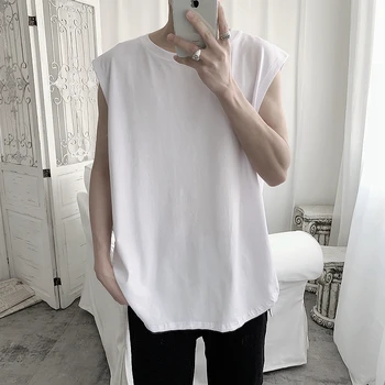 

Homemade solid color vest men's bottoming T-shirt waistcoat Korean style trendy wild summer loose top