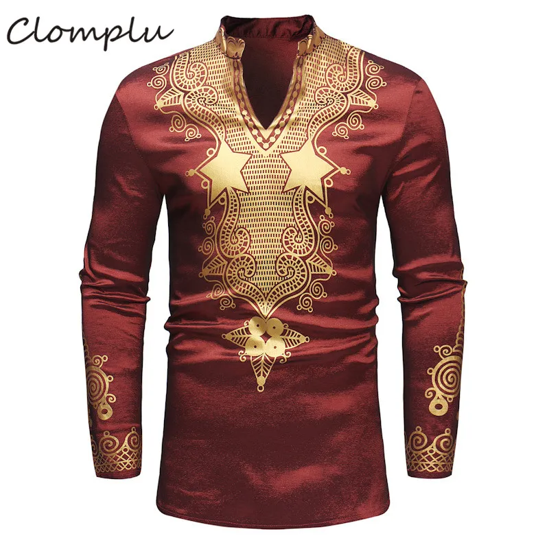 Wine Red Clomplu модная одежда в африканском стиле Дашики мужская одежда с длинными рукавами в африканском стиле традиционная Дашики одежда в кенийском стиле красный королевский синий - Цвет: Wine Red