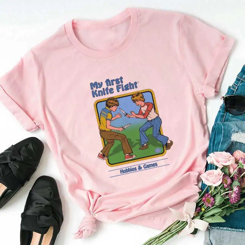 Модная женская Винтажная футболка в Корейском стиле, в стиле Харадзюку, 80 s, 90 s, забавная розовая Женская футболка с круглым вырезом и принтом Devil News Live
