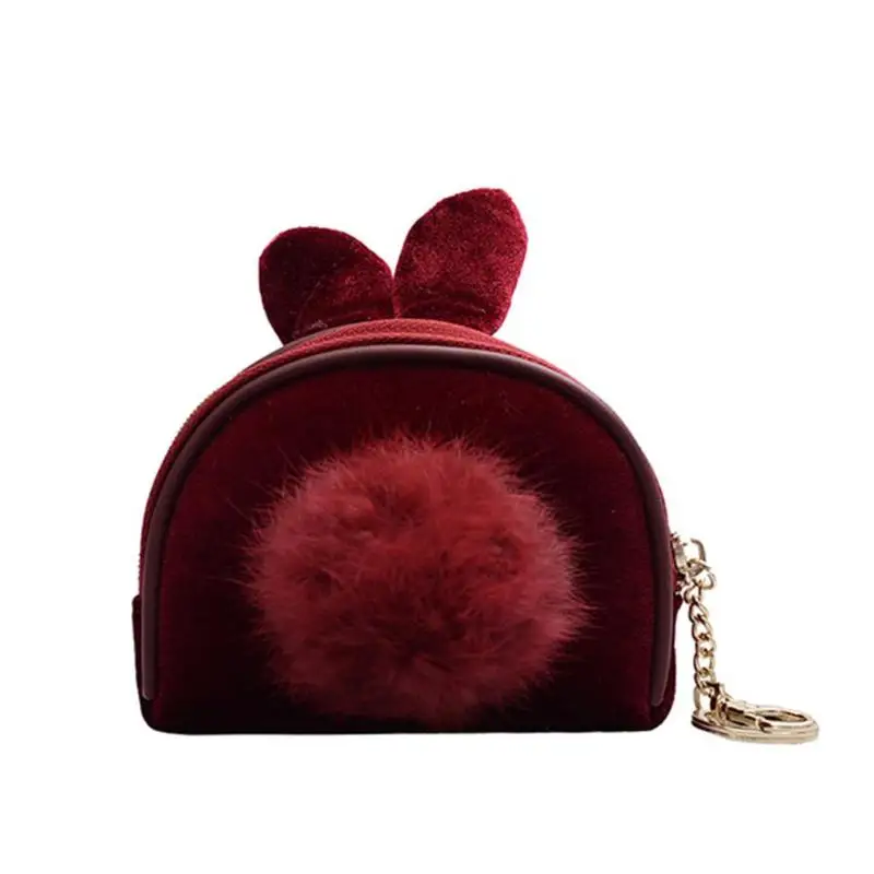 Hot Sale Coin Bag Classic Delicate Woolen Pompom Soft Clutch Women Mini Coin Purse Card Bag Money Wallet Keychain Shopping
