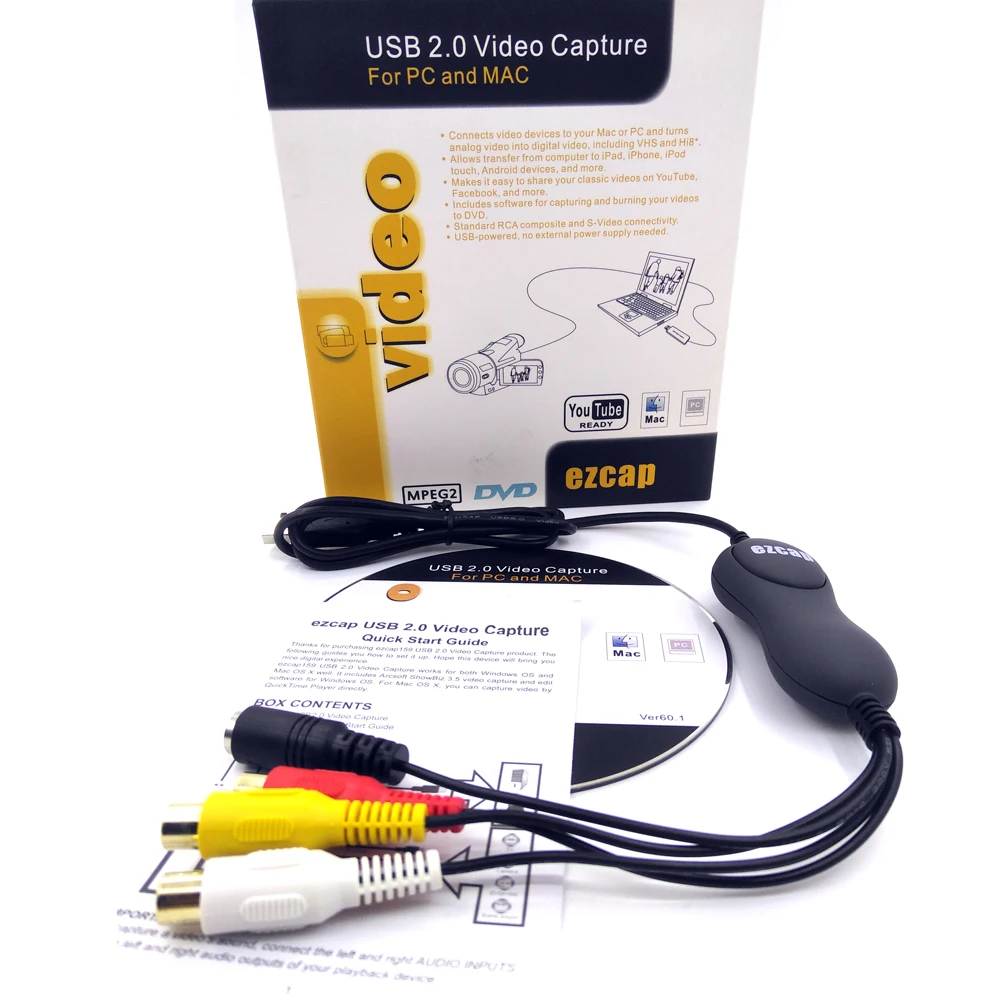 Adaptador Conversor de Captura de Áudio e Vídeo para Windows10 & Mac10.5 ou Posterior Ezcap159 Usb2.0 Placa sintonizadora de TV e vídeo - Imagem 4
