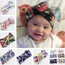 Детская повязка для волос в европейском и американском стиле с принтом кролика, Ушастый головной убор, простые богемные модные аксессуары для волос, детская ткань