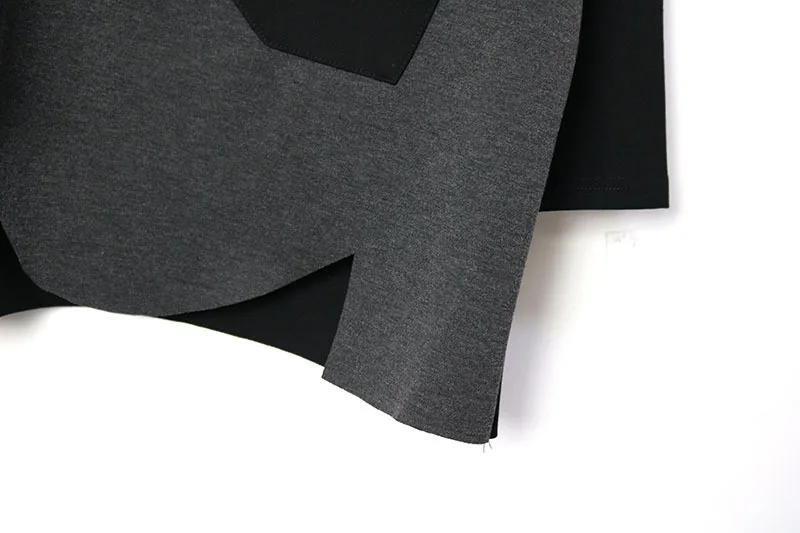 XITAO, европейский стиль, женская футболка размера плюс, необычный контрастный цвет, футболка, Модный Топ для женщин, Осень-зима, водолазка, футболка, XJ2612