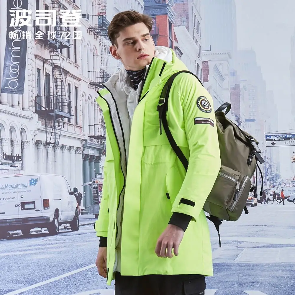 

[Designer] Bosideng Men's Down Jacket Hooded Mid-length 2019 New Goose Down B90142159