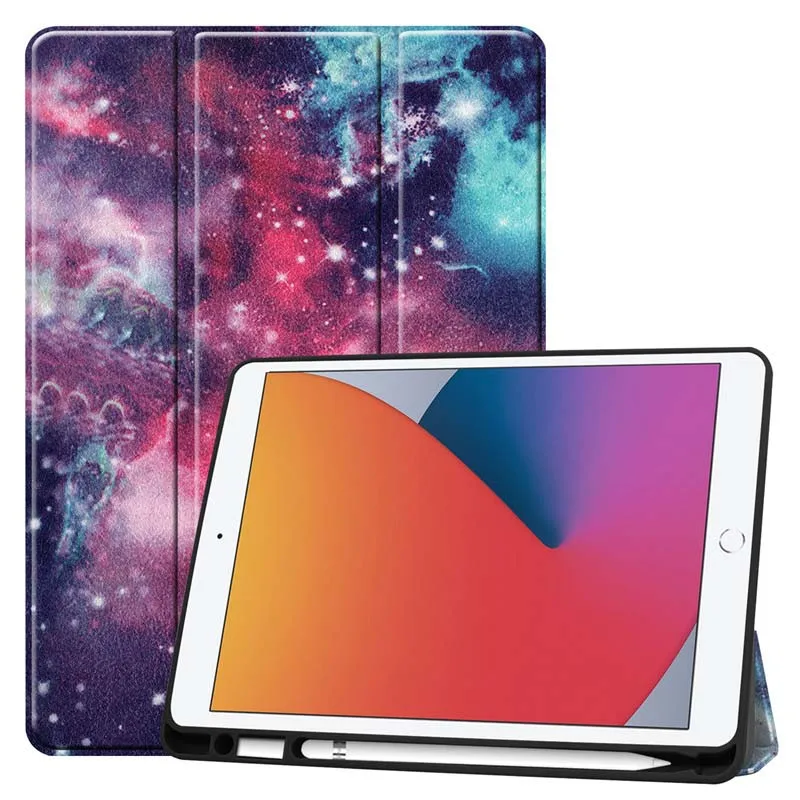 

Pattern Folding Stand Cover Case For Apple iPad 8 2020 10 inch Tablet PU Leather Smart Cover Tablet Case With Sleep KS0857