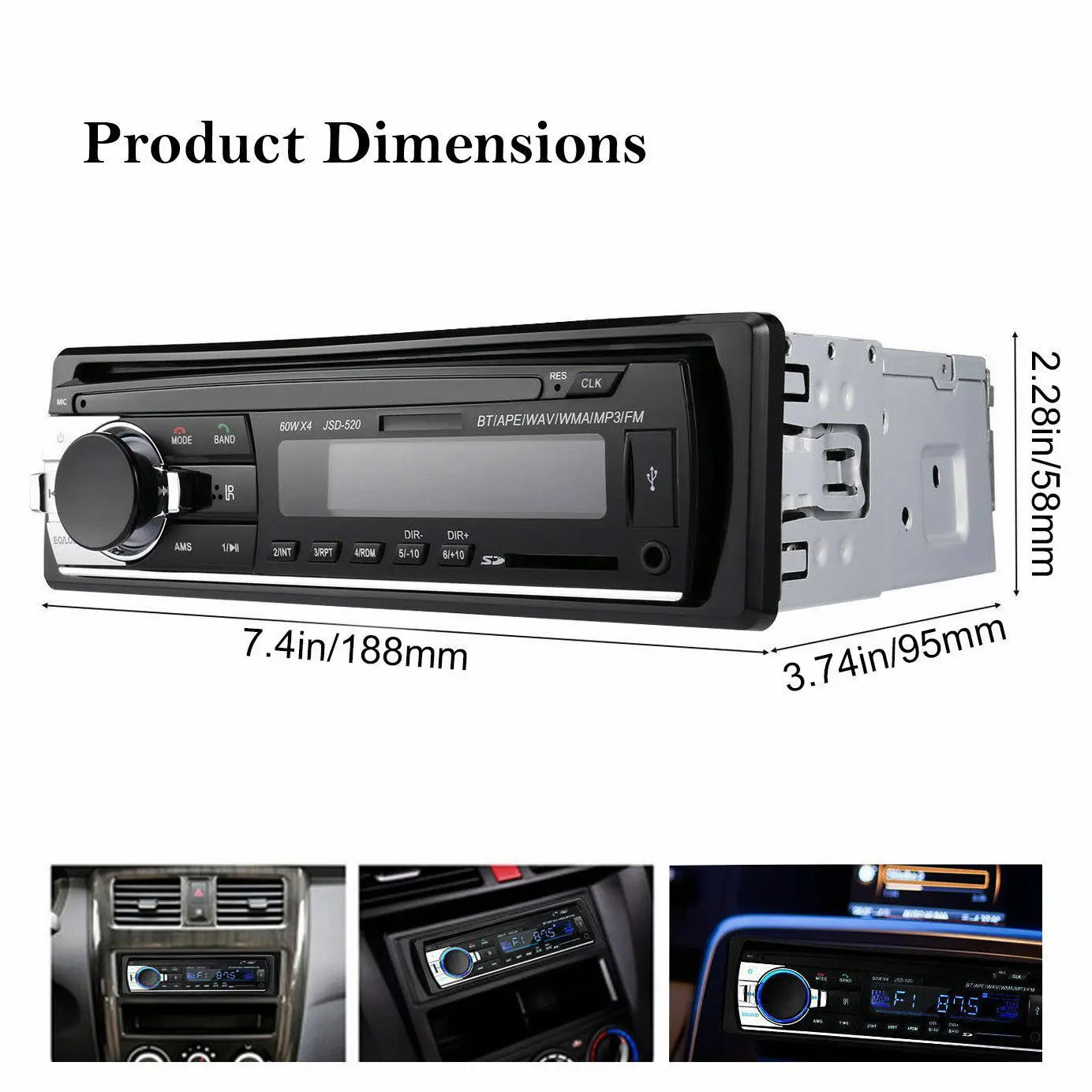 Автомагнитола 1 DIN 12 в FM радио Bluetooth mp3 плеер аудиопорт USB/SD MMC порт ISO подключение к