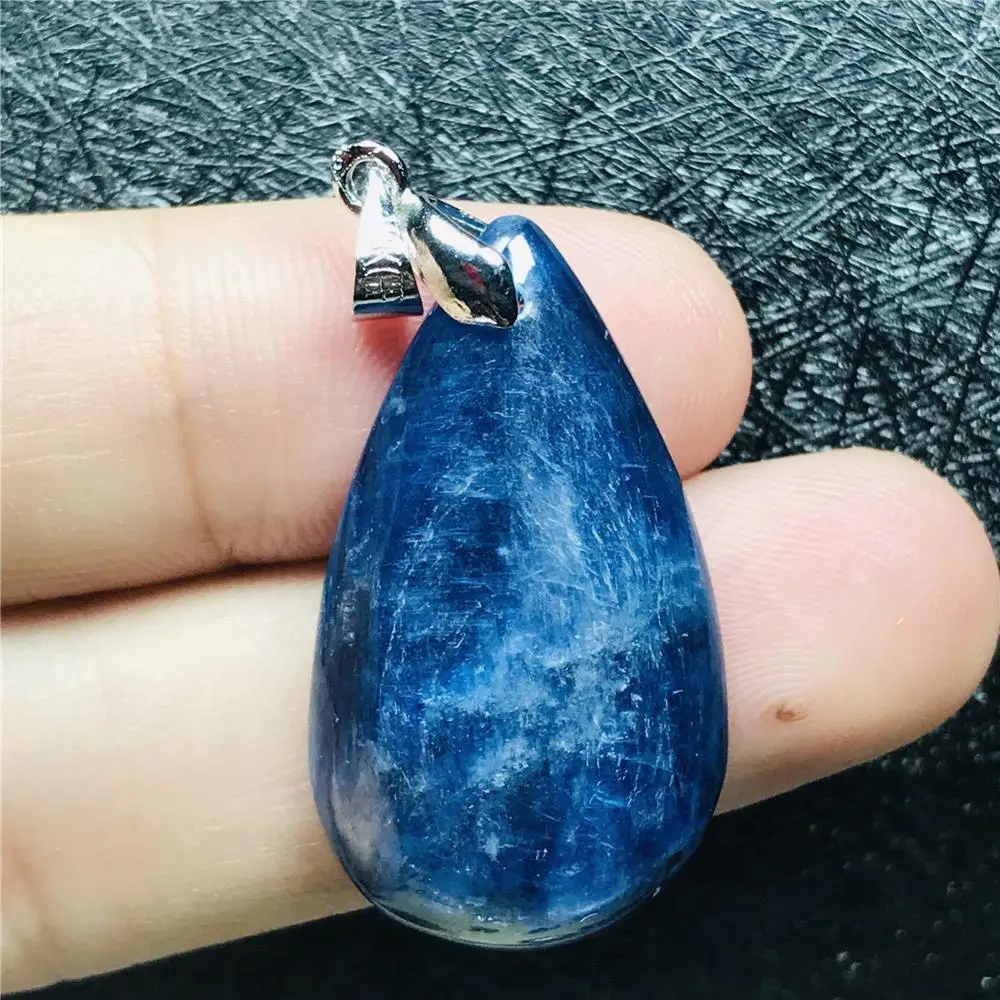 

Top Natural Blue Kyanite Pendant Jewelry For Woman Lady 31x18x6mm Beads Cat Eye Gemstone Crystal Silver Necklace Pendant AAAAA