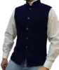 Men's Vest Stand-up Collar Herringbone Suit Vest Steampunk Style Wedding Groom Waistcoat 5