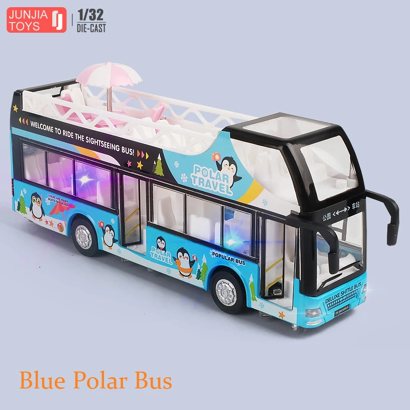 Travel Bus Vehicle Toy Alloy Sound Lights Double-decker