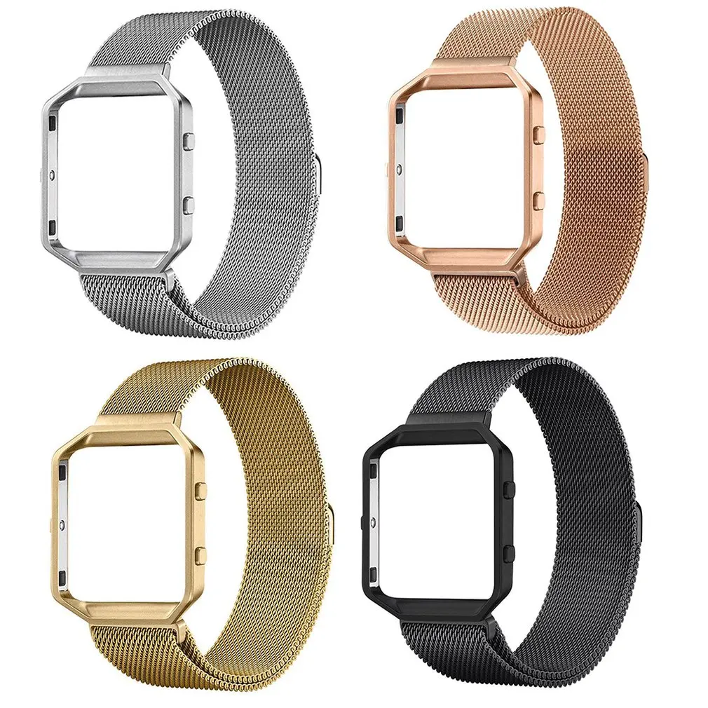Сетчатый ремешок металлический каркас для Fitbit Blaze часов нержавеющая сталь черный