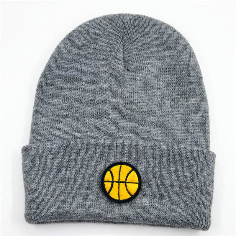 LDSLYJR баскетбольная хлопковая утолщенная вязаная шапка с вышивкой, зимняя теплая шапка Skullies, шапка бини для мужчин и женщин 306 - Цвет: Серый