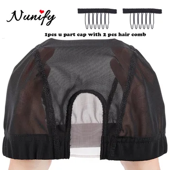 

Nunify U Part Wig Caps With Lace Net For Making Wigs With Adjustable Straps 1 pc/lot Gluless Wig Caps For Making Wigs Hairnets