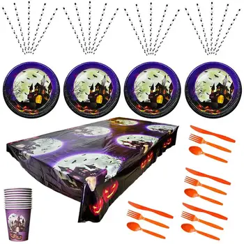 

1 Set Halloween Table Setting Supplies Party Tableware Set Halloween Flatware