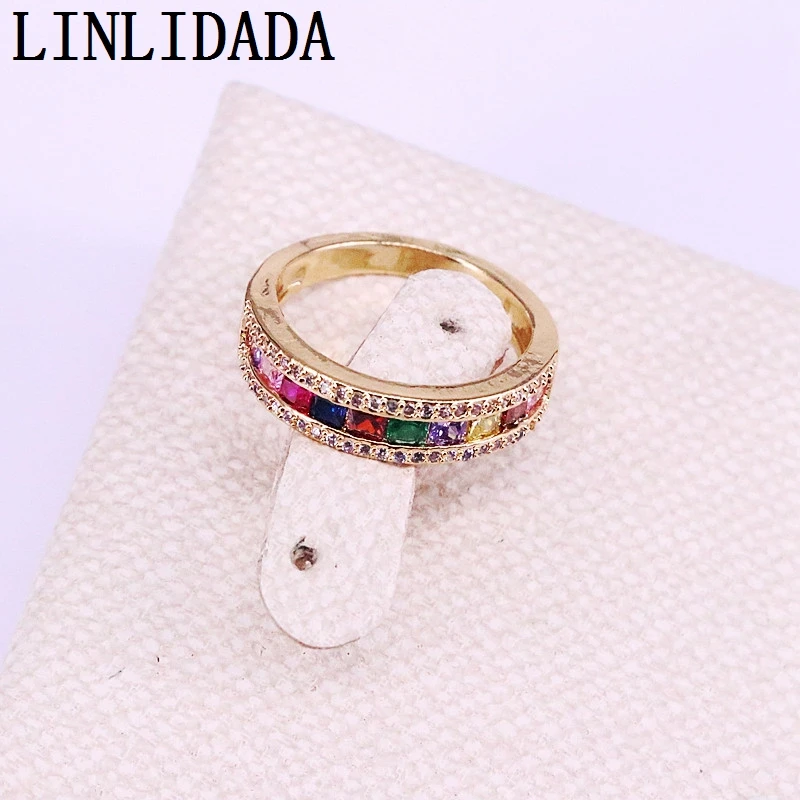 8 шт. Высокое качество модные кольца радуги Красочные циркония микро ...