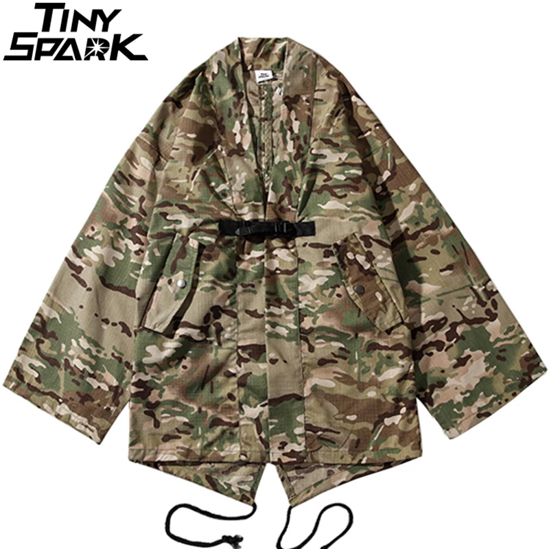 2019 Мужская камуфляжная куртка в японском стиле уличная ретро одежда кимоно Harajuku