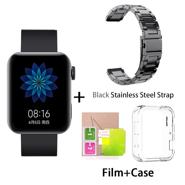 Black n black sstrap Xiao mi Smart mi часы gps NFC wifi ESIM телефонный звонок браслет Android наручные часы Спорт Bluetooth фитнес монитор сердечного ритма трек - Цвет: Black n black sstrap