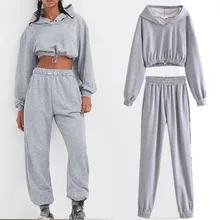 

Jenny&Dave Terry Cotton Trousers Harem Pants Women 2 Pieces Sets England Style Fashion Hooded Sweatshirt Short Hoodies Women