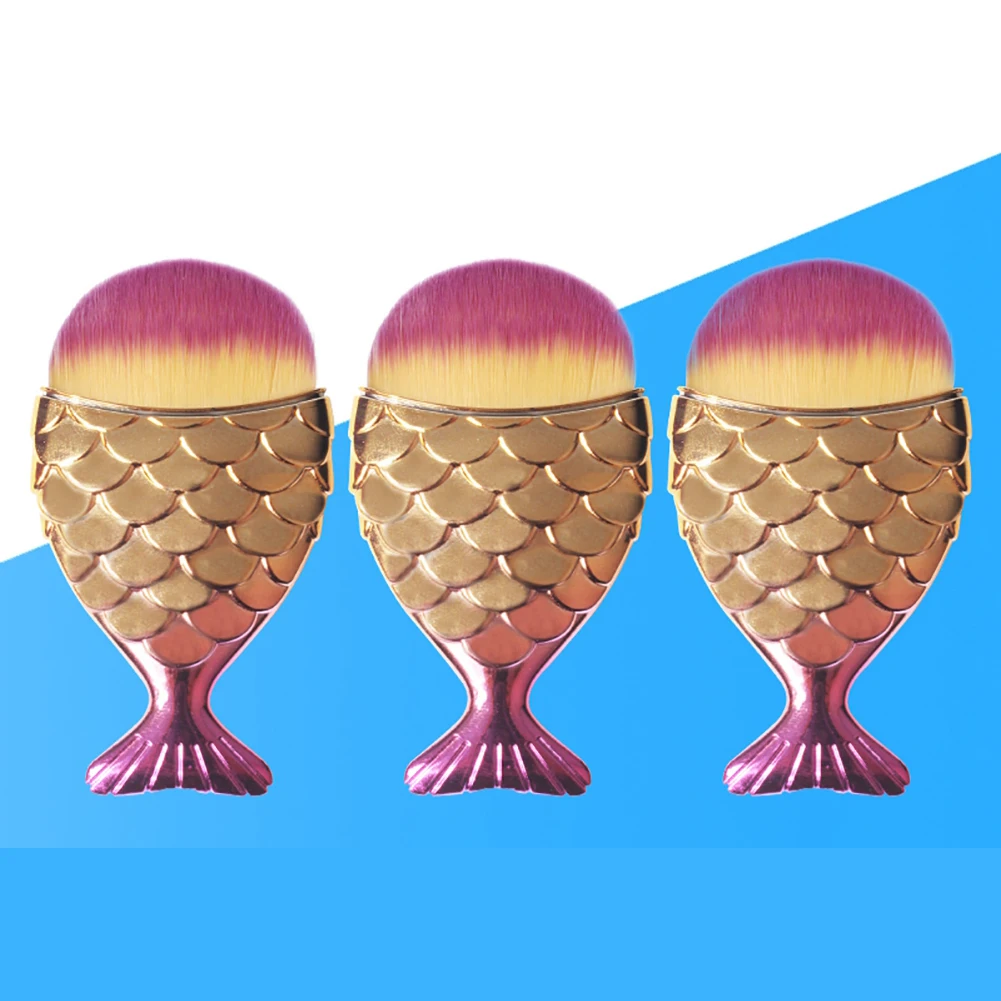 Multi-functional Fish Tail Gradient Color Soft Hair Nail Power Dust Cleaning Brush Manicures Tool