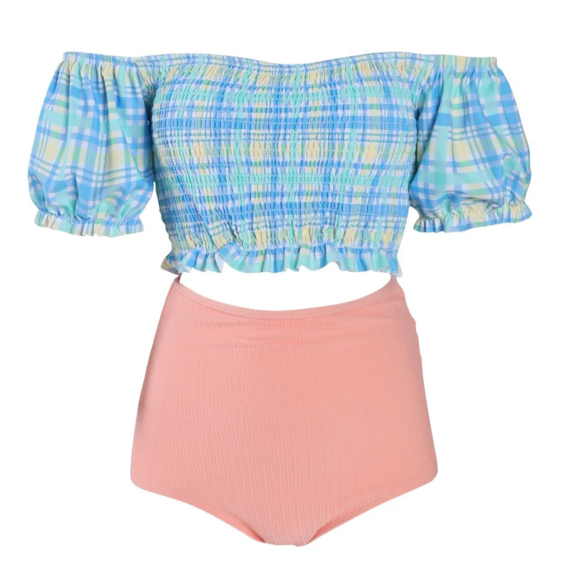 Separate Swimsuit For Women Two Pieces Surf Clothing Summer Swimsuits Trikini Piece Bathing Suit New Korean Plaid Split