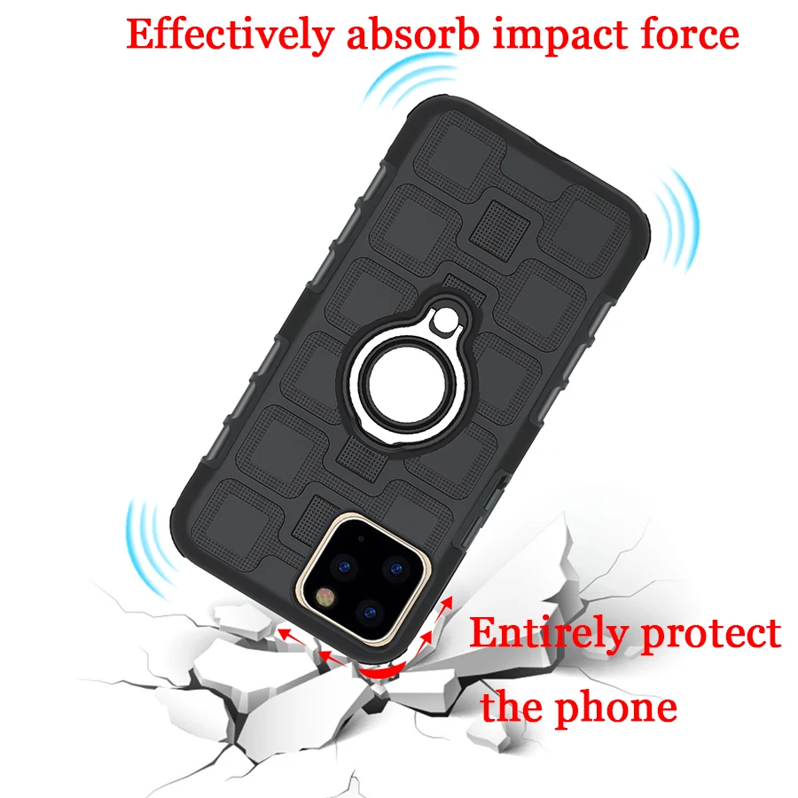 For iphone 11 Pro Max 7 8 6 6S Plus Case Luxury Magentic Ring Silicone Phone Case for iphone X XR XS Max Shockproof Holder Cases