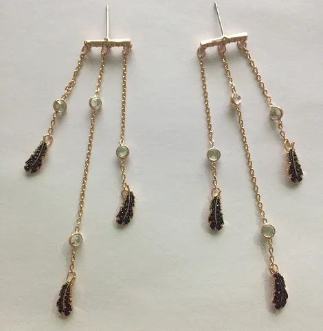 MANDY 2019 Fashion Black Feather Long Fringe Earrings 5497873 Accessories To Give Her Girlfriend A Holiday Gift | Украшения и