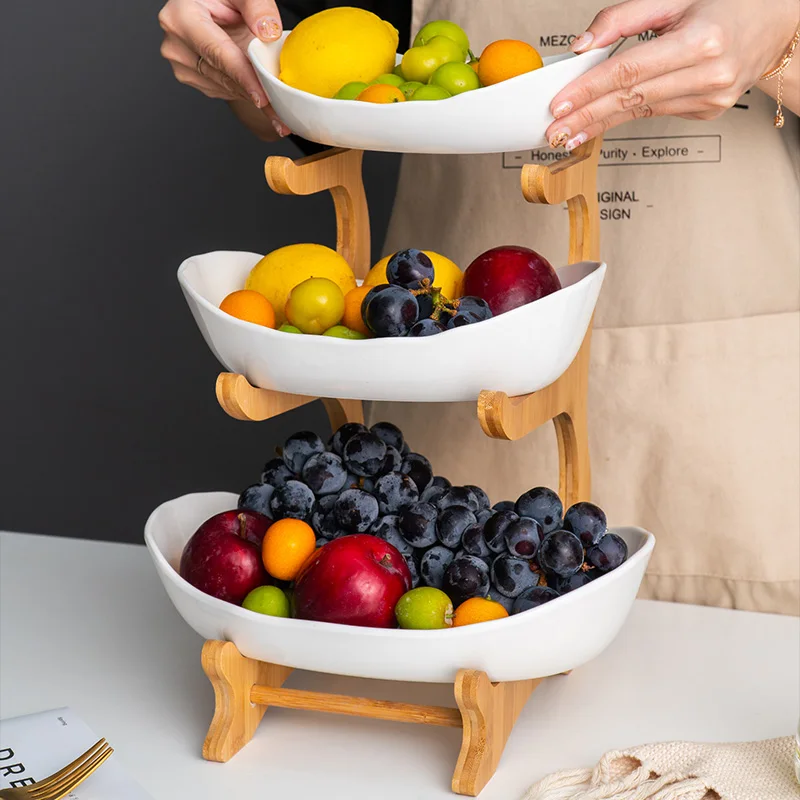 Living Room Home Plastic Three-layer Fruit Plate Snack Creative Modern Dried Bowl Basket Candy Dish | Дом и сад