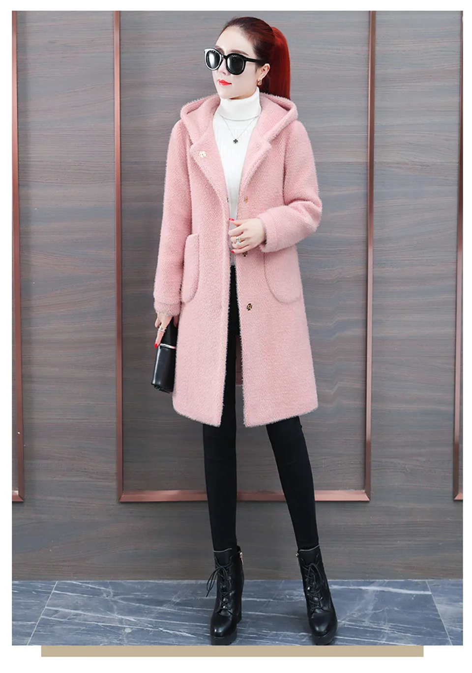 Single-breasted Solid Streetwear All Match Windbreake Female Warm Women Winter Jacket Woolen Coat Wool Coat Hooded New