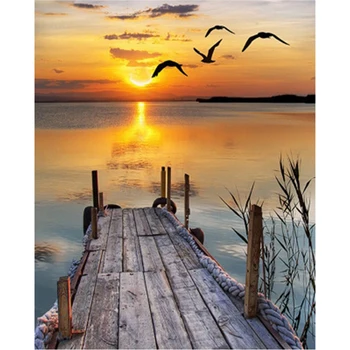 

5D Diamond Painting Cross Stitch Full Round Drill Setting Sun Landscape DIY Embroidery Rhinestones Wall Art Home Decor