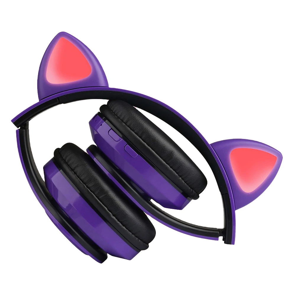 LED Cat Ear Headphones Bluetooth 5 0 Noise Cancelling Adults Kids girl Headset Support TF Card FM Radio With Mic