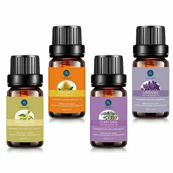 

Lagunamoon 4Pcs Relaxation Natural Aromatherapy Bergamot Clary Sage Rosemary Ylang Essential Oil Set 10ML