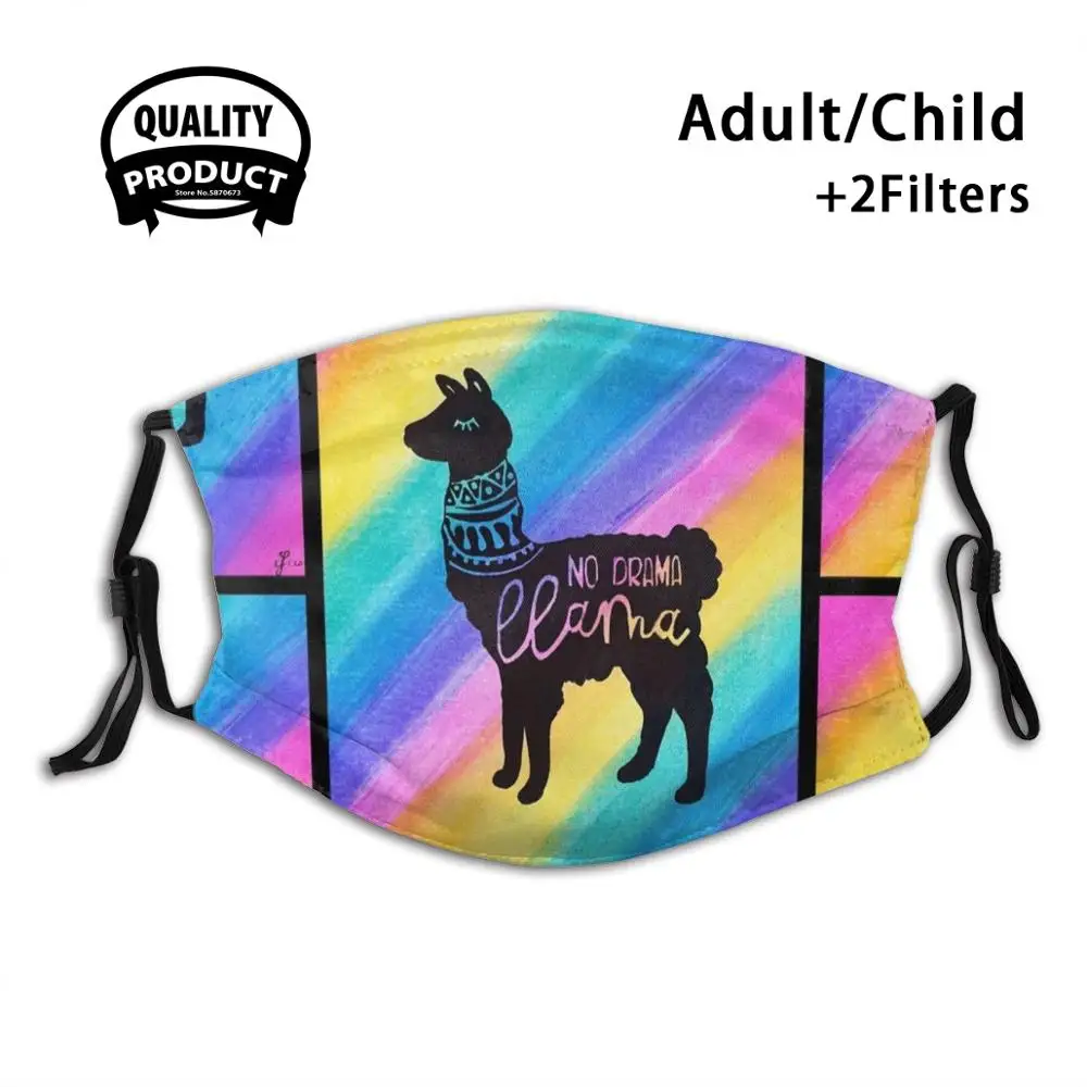 Drama Llama Reusable Mouth Mask Filter For Men Women Kids Rainbow Splatter Love Beautiful Colourful Quotes Watercolour | Аксессуары для