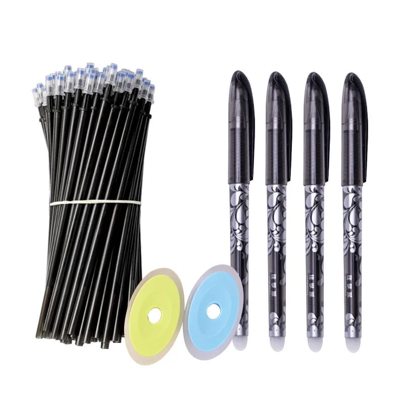 50+6Pcs/Set Erasable Gel Pen Set Refills Rod 0.5mm Washable Handle Magic Erasable Pen for Office School Writing Stationery
