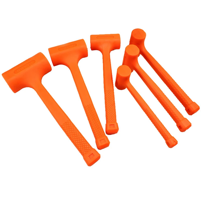 

0.5-4LB Dead Blow Mallet Orange Soft Rubber Unicast Hammer