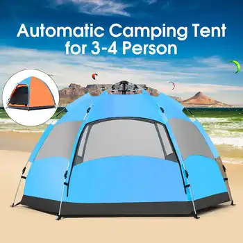 

Outdoor 3-4 Persons Automatic Camping Tent Waterproof Double Layer UV Beach Sunshade Canopy